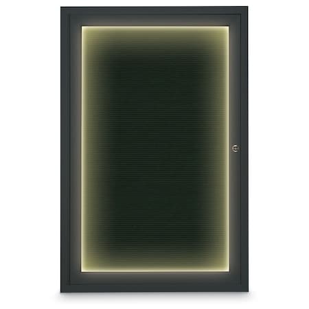 United Visual Products Hinge-less Radius Corkboard, 11"x13-1/2", Satin Alum Frame/Cobalt UVEB1113R-SATIN-COBACC